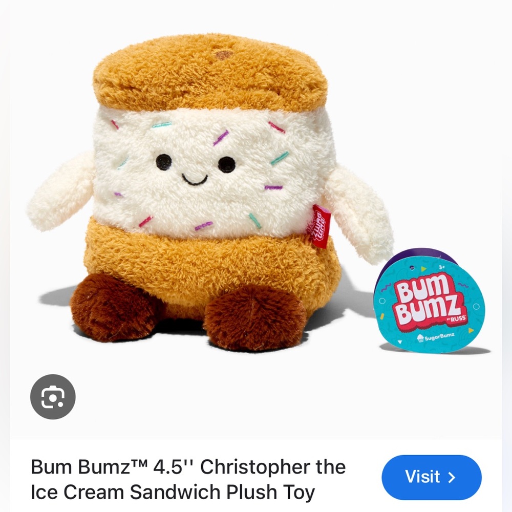 Bumbumz 4.5” Christopher the Ice Cream Sandwich Plush Toy